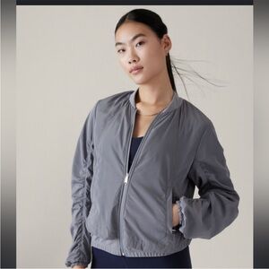 Athleta Wayfarer Gray Full Zipper Women's Bomber Jacket size M